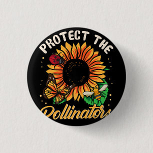 Protect The Pollinators Save the Bees Cute Sunflow 3 Cm Round Badge