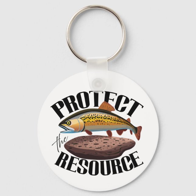 Protect The Resource With Rainbow Trout In Habitat Key Ring (Front)