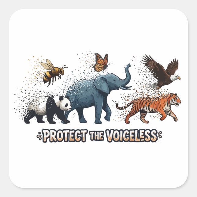 Protect The Voiceless Endangered Animals Wildlife  Square Sticker (Front)
