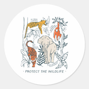 Protect The Wildlife Botanical Chart Shirt Endange Classic Round Sticker