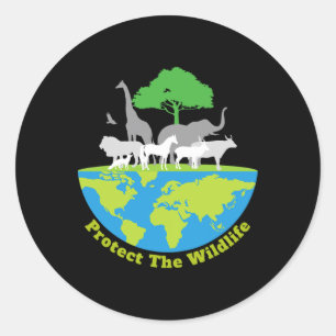 Protect The Wildlife Nature Earth Day Save Safari Classic Round Sticker