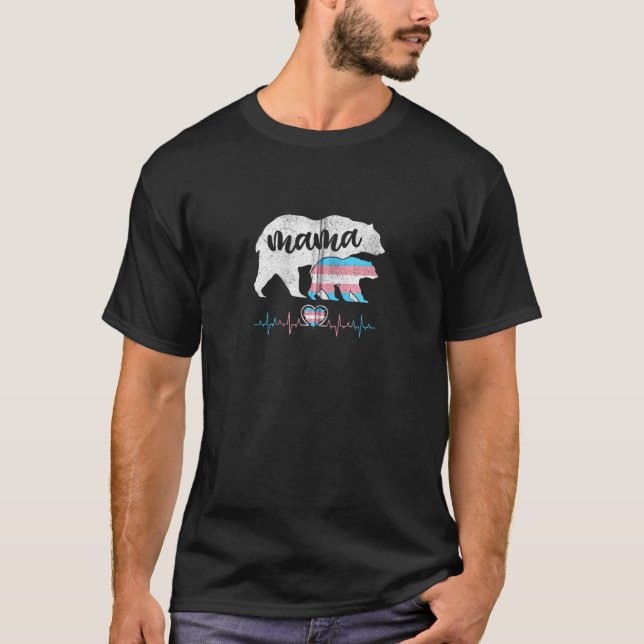 Protect Trans Kid Mama Bear Transgender LGBT Pride T-Shirt (Front)