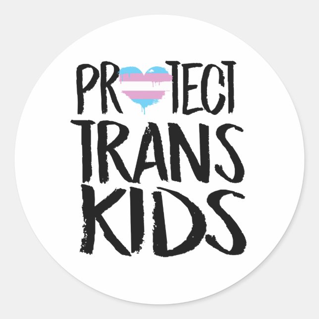 PROTECT TRANS KIDS CLASSIC ROUND STICKER (Front)