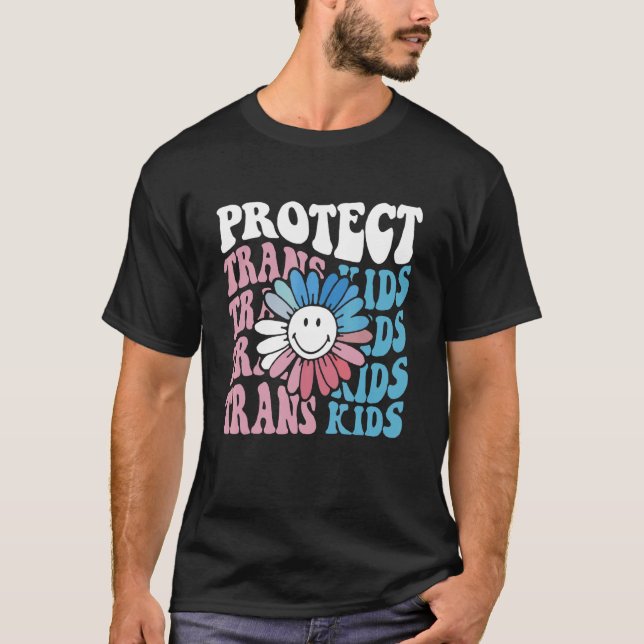 Protect Trans Kids Flower Transgender Flag Lgbt Su T-Shirt (Front)
