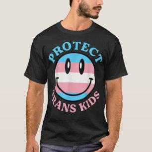 Protect Trans Kids LGBTQ Flag Smile Face T-Shirt