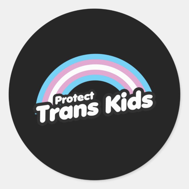 Protect Trans Kids - Rainbow Classic Round Sticker (Front)