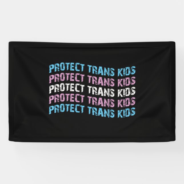 Protect Trans Kids - Trans Flag Wave Banner (Horizontal)