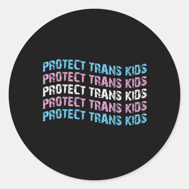 Protect Trans Kids - Trans Flag Wave Classic Round Sticker (Front)