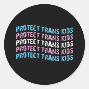 Protect Trans Kids - Trans Flag Wave Classic Round Sticker
