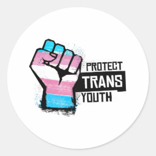 Protect Trans Youth - Pride Fist Classic Round Sticker