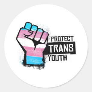 Protect Trans Youth - Pride Fist Classic Round Sticker