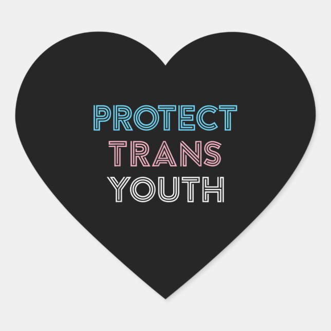 Protect Trans Youth Transgender LGBT Pride Heart Sticker (Front)