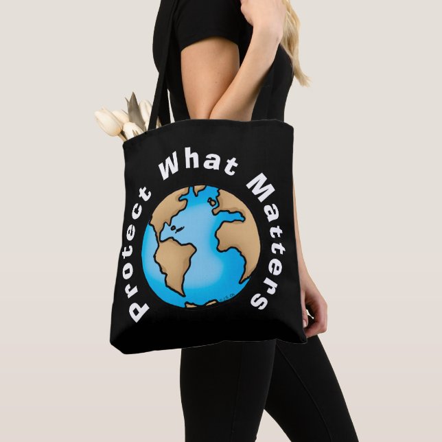 Protect What Matters Eco Earth Design Tote Bag (Close Up)
