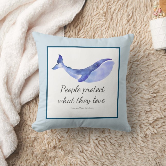 Protect What We Love Quote Whale Cushion (Blanket)