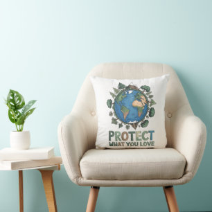 Protect What You Love" Environmental Earth Design Cushion