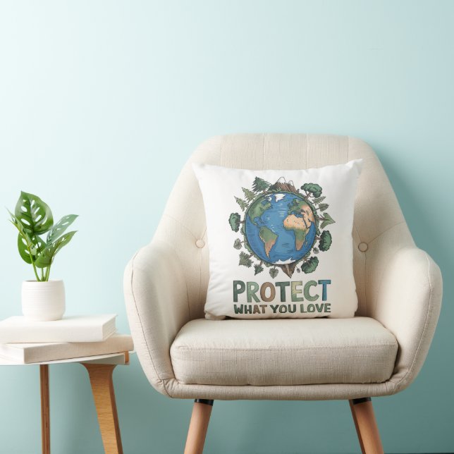 Protect What You Love" Environmental Earth Design  Cushion (Chair)