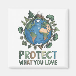 Protect What You Love" Environmental Earth Design  Magnet