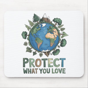 Protect What You Love" Environmental Earth Design Mouse Mat