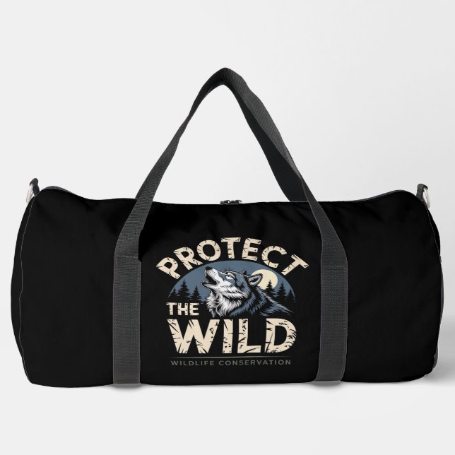 Protect Wild Wildlife Conservation Wolf Duffle Bag (Front)