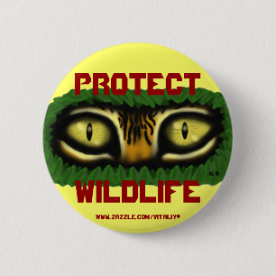 Protect wildlife tiger eyes graphic art button