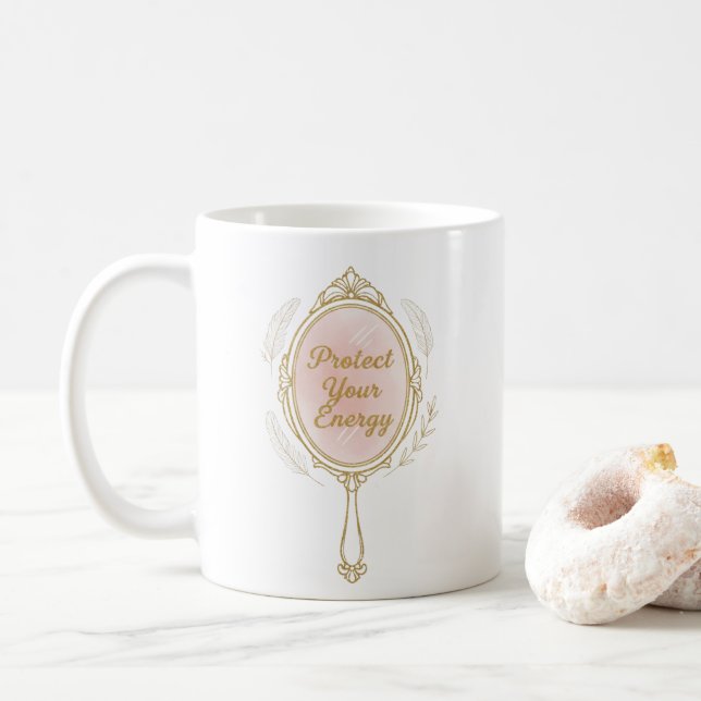 Protect Your Energy - Gold Vintage Mirror Mug (With Donut)