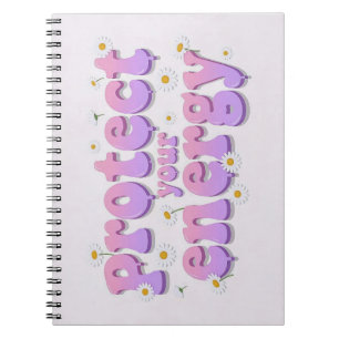Protect Your Energy Pastel Daisy Spiral Notebook
