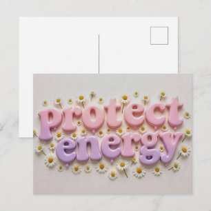 Protect Your Energy Pastel Floral Postcard