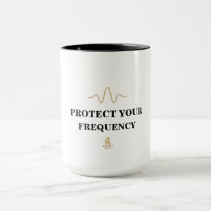PROTECT YOUR FREQUENCY – Minimal Gold Wave Energy  Mug