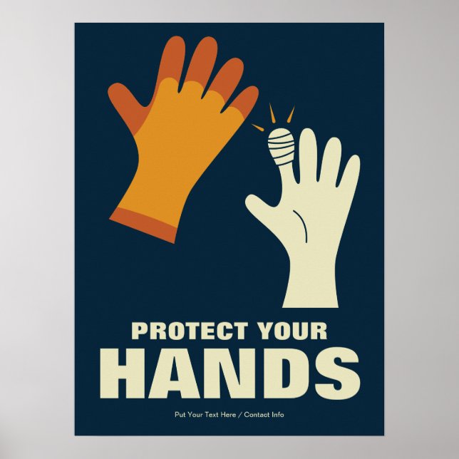 Protect Your Hands Workplace Safety Retro Poster (Front)
