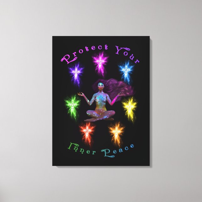 Protect Your Inner Peace Woman Chakra Canvas Print (Front)