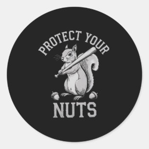 Protect Your Nuts Funny Squirrel Bysebyll Byt Classic Round Sticker