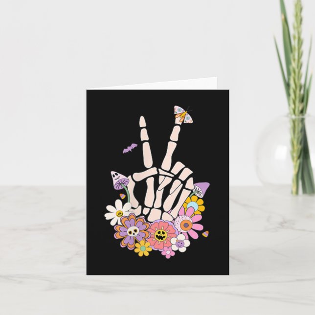 Protect Your Peace Flower Skull Skeleton Hand Ment Card (Front)