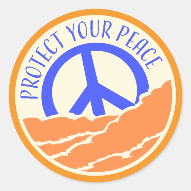 Protect Your Peace Mental Health Wellness Mindful Classic Round Sticker (Front)