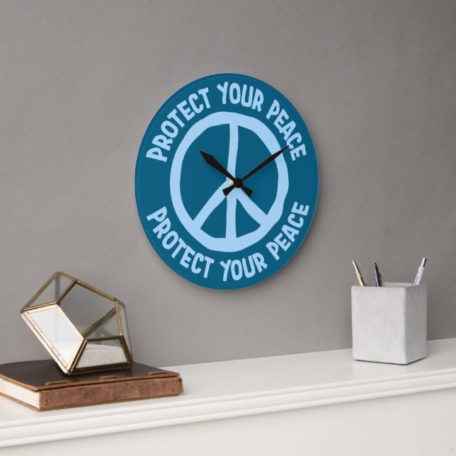 Protect Your Peace Mental Health Wellness Mindful Large Clock (Office)