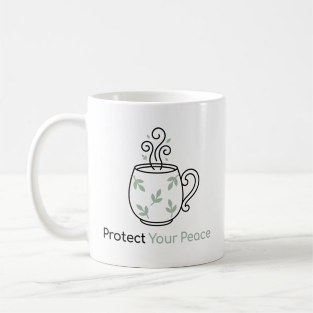 Protect Your Peace Minimalist Cosy Mug (Left)