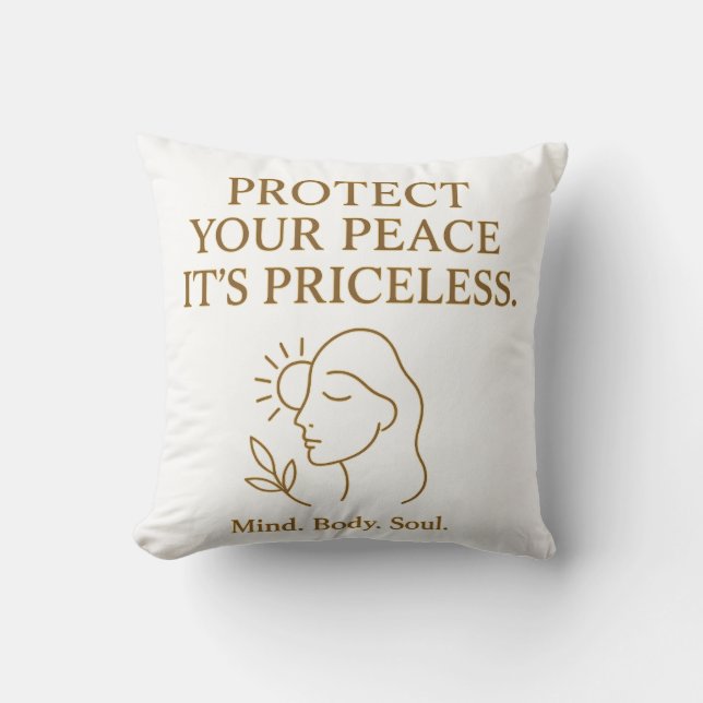 Protect Your Peace — Minimalist Self-Care Quote Cushion (Front)