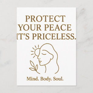Protect Your Peace — Minimalist Self-Care Quote Postcard