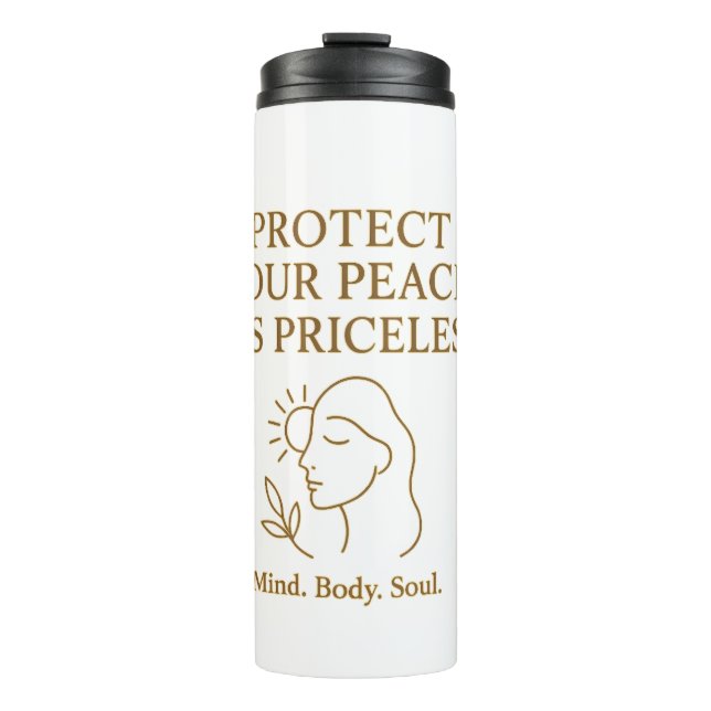 Protect Your Peace — Minimalist Self-Care Quote Thermal Tumbler (Front)