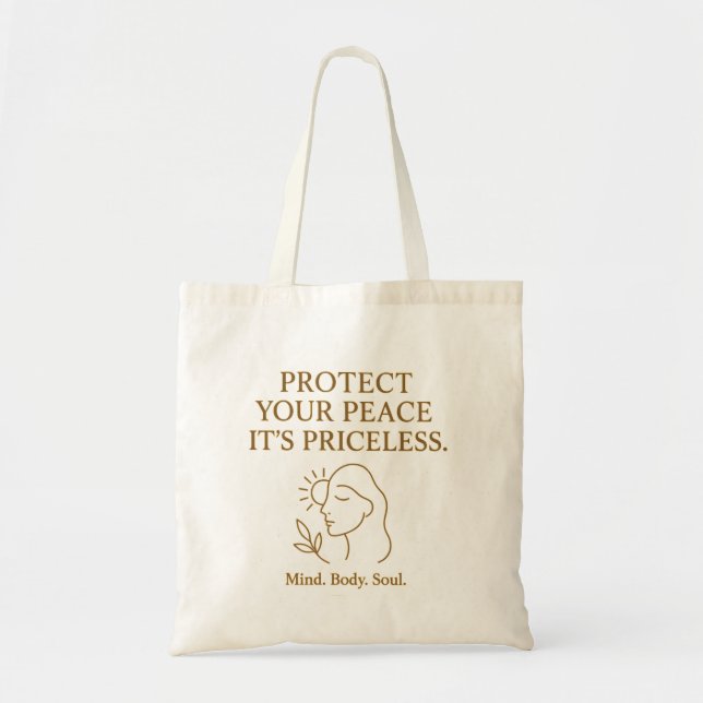 Protect Your Peace — Minimalist Self-Care Quote Tote Bag (Front)