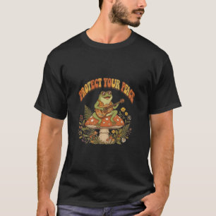 Protect Your Peace Retro Frog Guitar Mushroom T-Shirt
