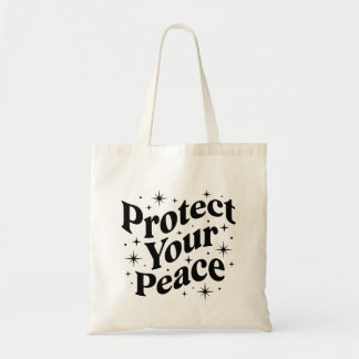 Protect Your Peace Retro Groovy Quote Tote Bag