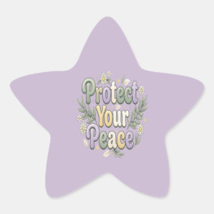 Protect Your Peace – Self Care Bubble Typography f Star Sticker