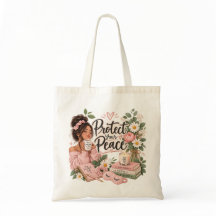 Protect Your Peace Self Care Floral Tote Bag