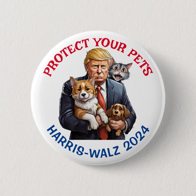 Protect your Pets | Vote for Kamala 6 Cm Round Badge (Front)