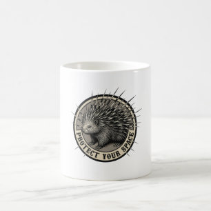 Protect Your Space Vintage Porcupine Art Coffee Mug