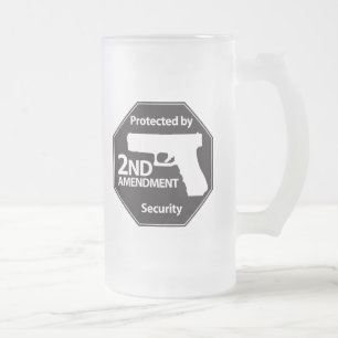 Protected by 2nd Amendment Frosted Glass Beer Mug