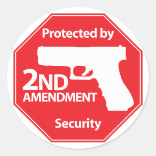 Protected by 2nd Amendment - Red Classic Round Sticker