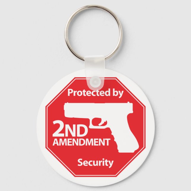 Protected by 2nd Amendment - Red Key Ring (Front)