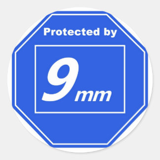 Protected by 9mm classic round sticker