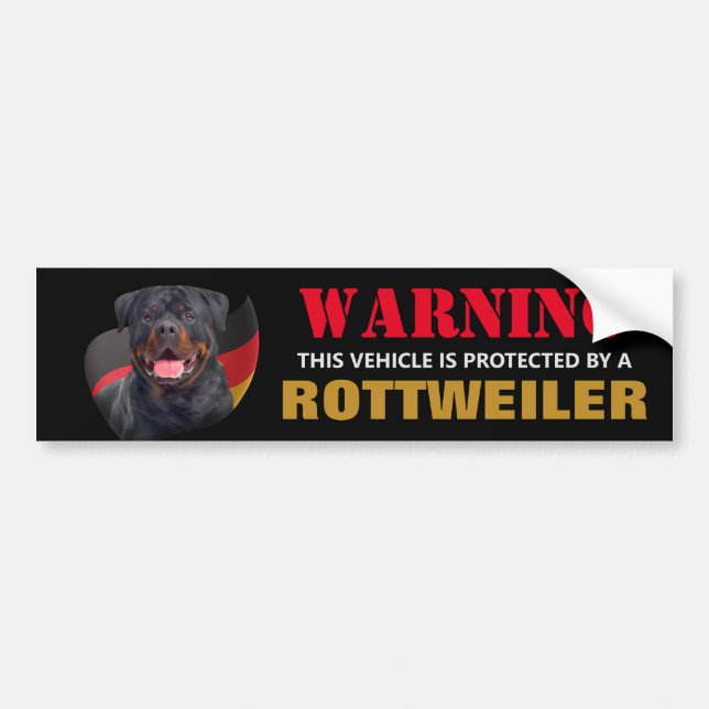 Protected by a Rottweiler Bumper Sticker (Front)